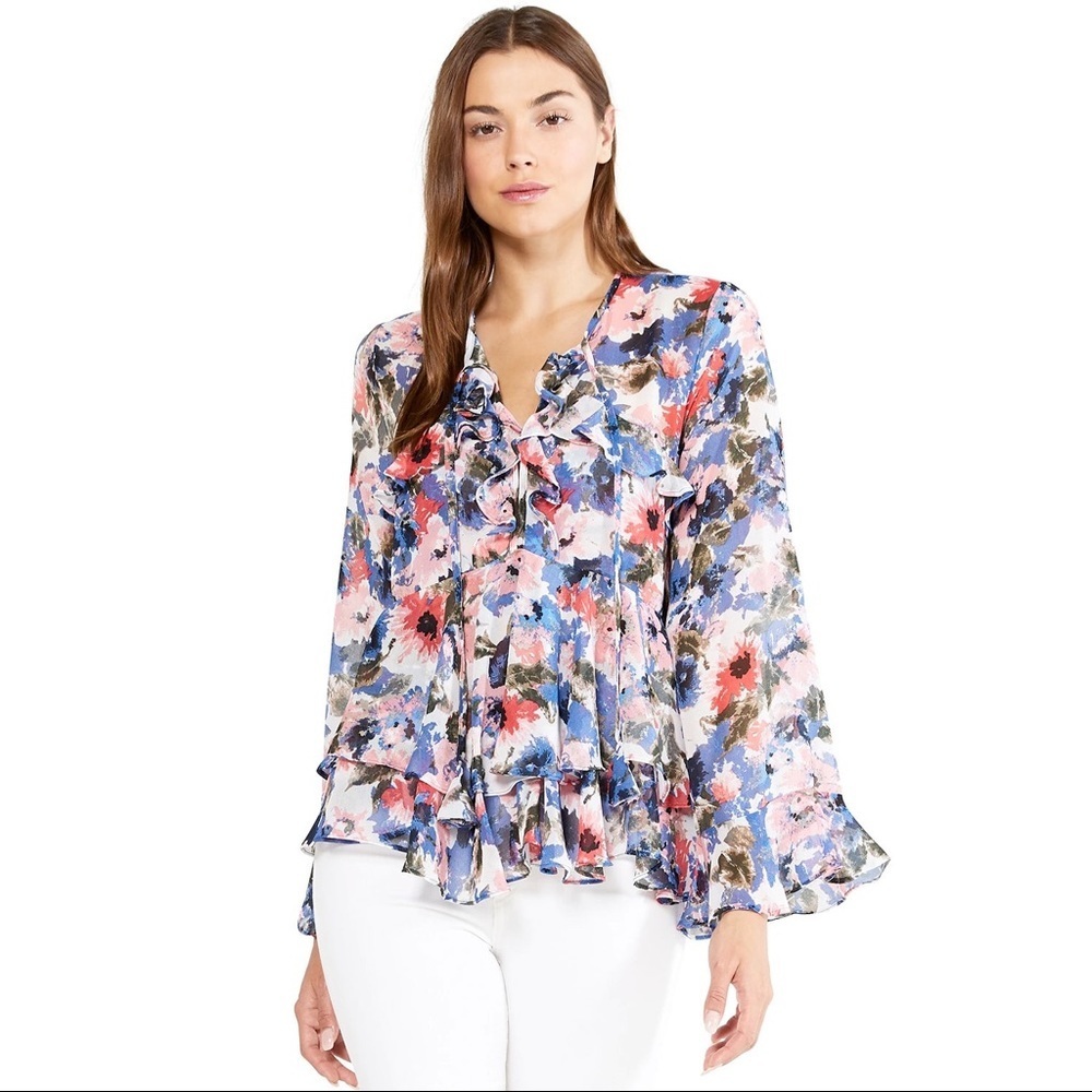 NWT Misa Damaris in Tie-Die Floral Top Size Small
